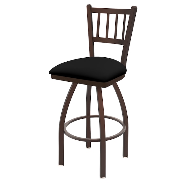 25" Swivel Counter Stool, Bronze Finish, Black Vinyl Seat